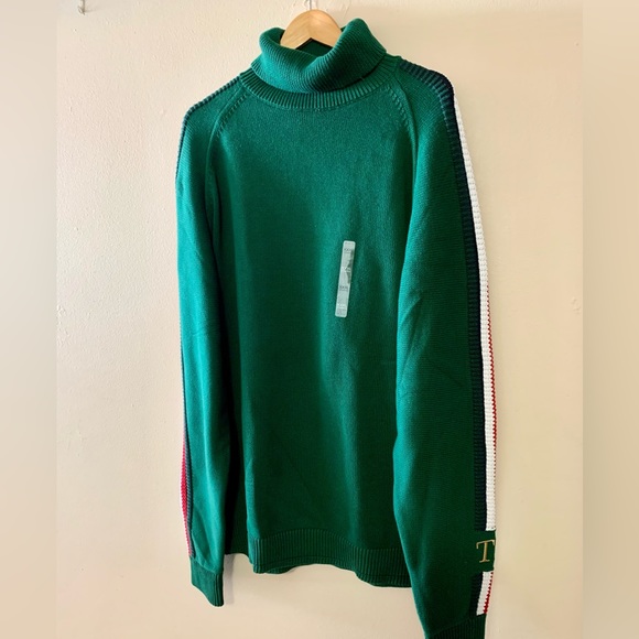 Tommy Hilfiger Icon Monogram Turtleneck Men Sweater Green 3XL - Picture 4 of 16